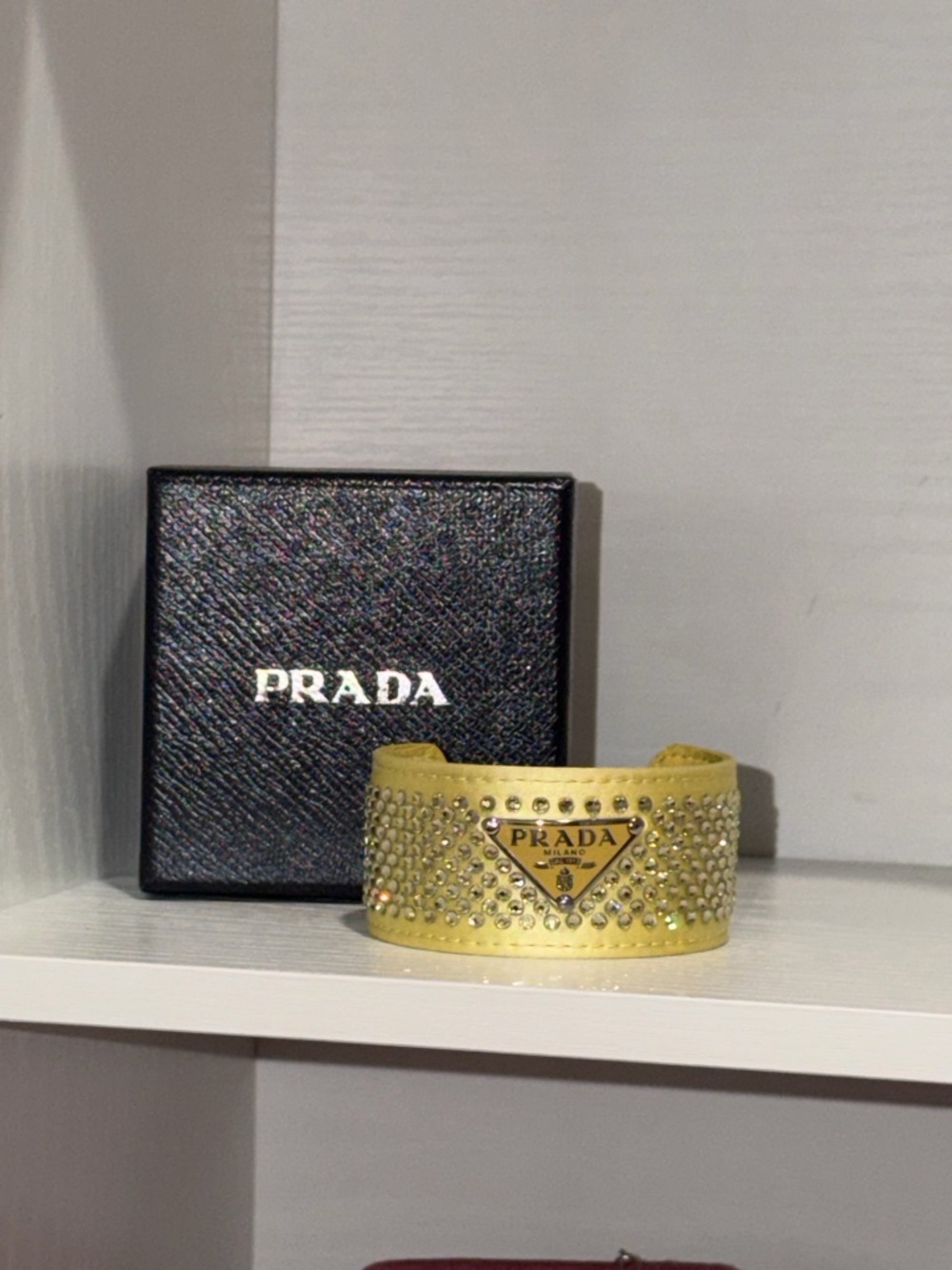 💛Prada Yellow Crystal Cuff with Logo Plaque✨ - Picture 8 of 8